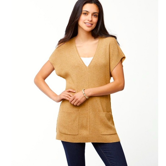 Tommy Bahama Cascade Rib Tunic In Camel Heather Size Small Petite - Picture 1 of 7
